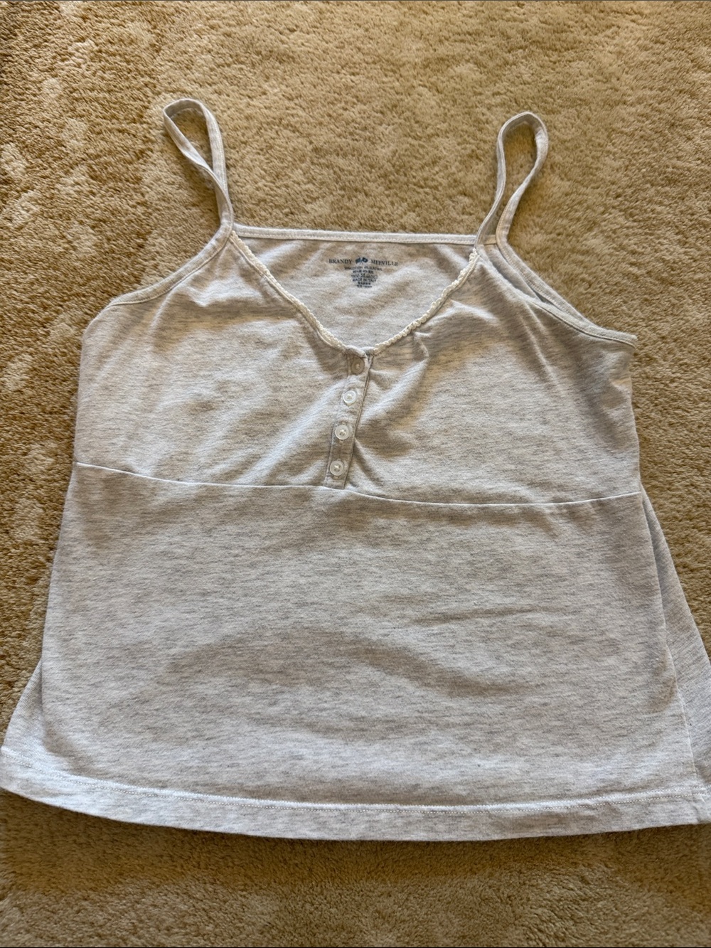 Brandy Melville Light Gray Cotton Ribbed Button Cami